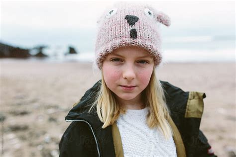 Little Girl Outdoors On A Beach In Winter By Stocksy Contributor
