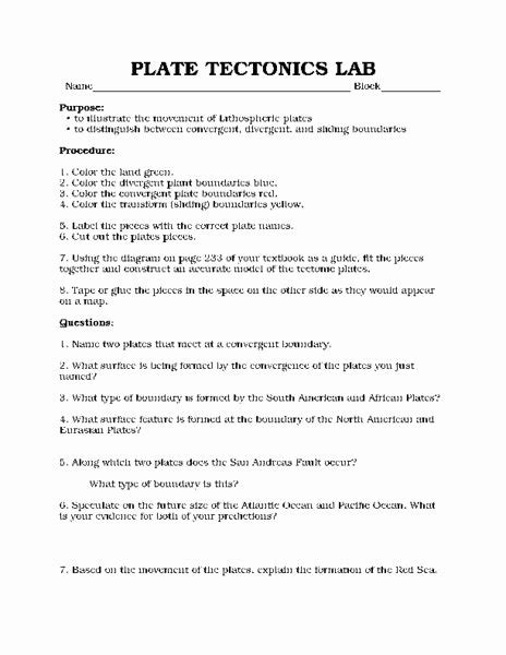 Plate tectonics is the theory that earth's outer shell is divided into several plates that glide over earth's mantle. 50 Plate Tectonics Worksheet Answer Key | Chessmuseum Template Library