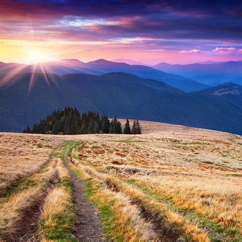 Photo Wallpaper Sunset In The Mountain Scenery