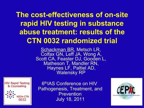 Ppt The Cost Effectiveness Of On Site Rapid Hiv Testing In Substance Abuse Treatment Results