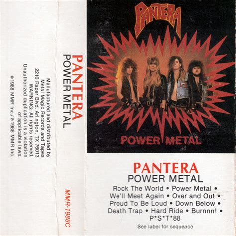 Pantera Power Metal 1988 Cassette Discogs