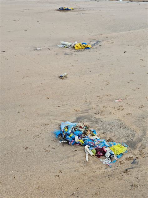 Discarded Plastic Waste Pollution On Sea Beach Endangering Marine Life