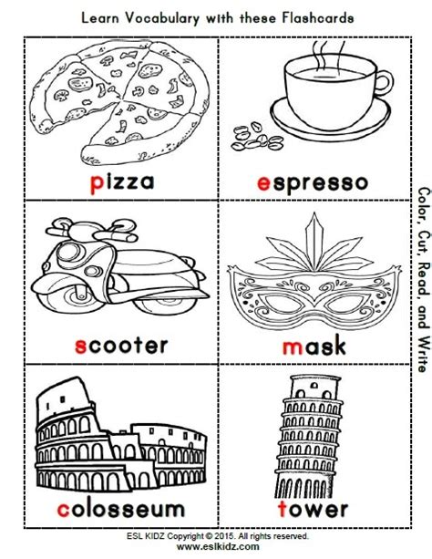 Printable Italian Activities For Kids With Pictures E
