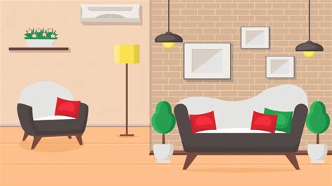 Small contemporary living room chairs Living room design flat vector illustration. Vector | Premium Download