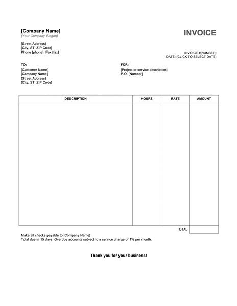 hourly service invoice templates ms word docx