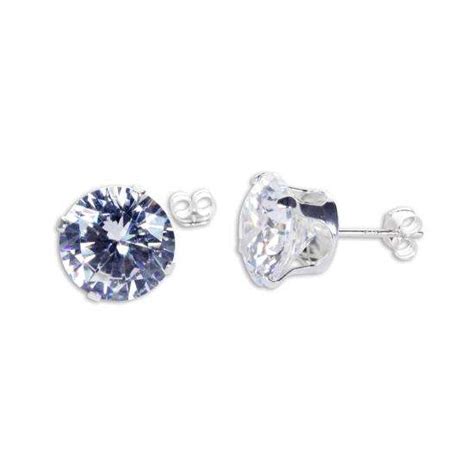 Sterling Silver Clear Cz Mm Round Stud Earrings Jewellerybox Co Uk