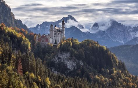 Wallpaper Autumn Forest Mountains Rock Castle Germany Bayern