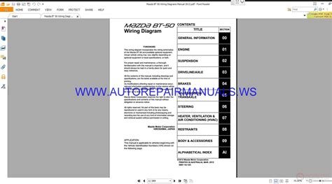 We at mazda design and build vehicles with complete customer do not modify the supplementary restraint system: Mazda BT 50 Wiring Diagrams Manual 2012 | Auto Repair Manual Forum - Heavy Equipment Forums ...