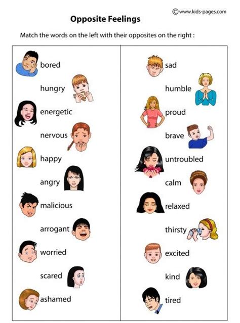 Opposite Feelings Worksheet English Vocabulary Learn English