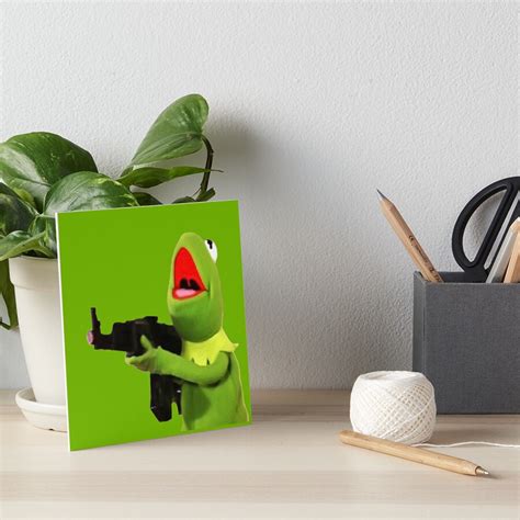 Kermit With Gun Art Board Print For Sale By Monkofyomom Redbubble