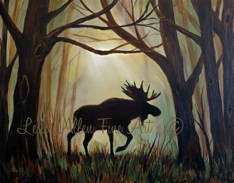 Moose Art Print Moose Painting Bull Moose Decor Moose Theme Etsy