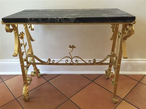 Gilded Wrought Iron Foyer Marble Table