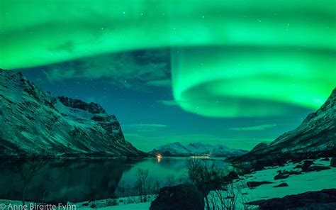 Aurora Borealis Northern Lights Night Green Stars Lake