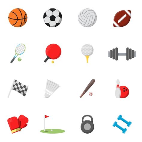 Premium Vector Sports Icons Set Vector Pictures In Flat Style
