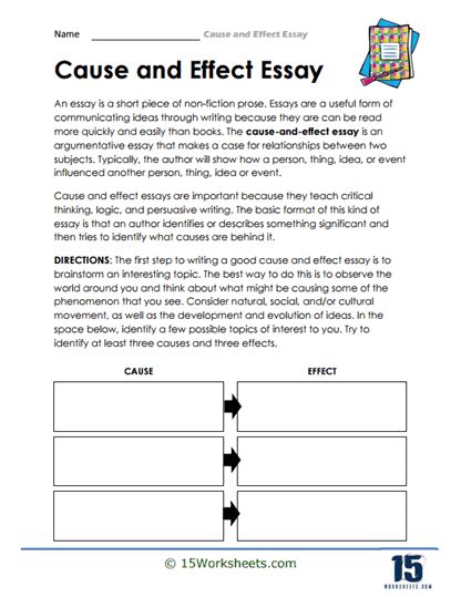 Cause And Effect Essay Worksheets 15