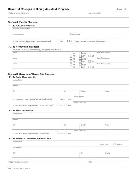 Form Hea7716 Download Printable Pdf Or Fill Online Report Of Changes In