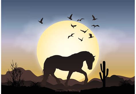 Wild Horse Landscape Illustration 85845 Vector Art At Vecteezy