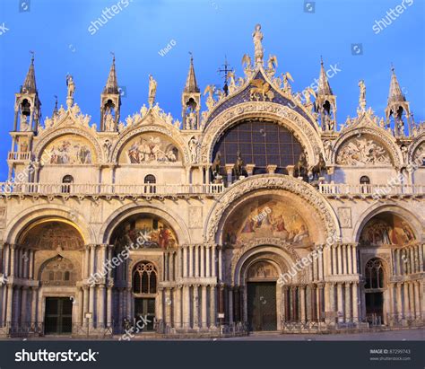 The Facade Of The Basilica Di San Marco At Dusk Venice