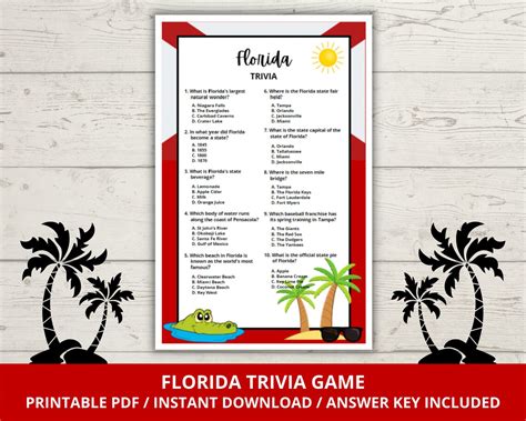 Florida Trivia Florida State Trivia Game Florida Trivia Game State