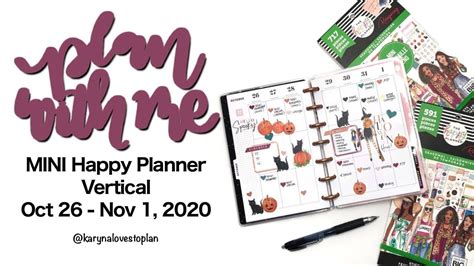 Plan With Me Mini Happy Planner Vertical Oct 26 Nov 1 2020 Youtube