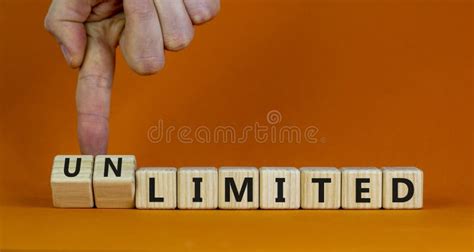 Limited Or Unlimited Symbol Businessman Turns Cubes Changes Words