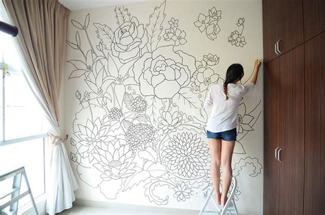 Floral Настенные росписи Декор стен комнаты Роспись стен
