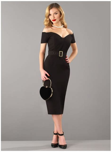 Rhondas Revenge Black Vintage 50s Style Pencil Dress British Retro