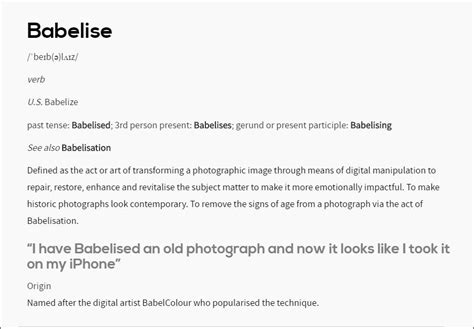 Babelisation Dictionary Definition Babelcolour