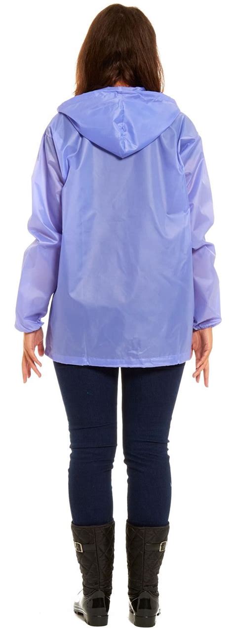 New Womens Polyester Kagool Mac Raincoat Hooded Waterproof Jackets S