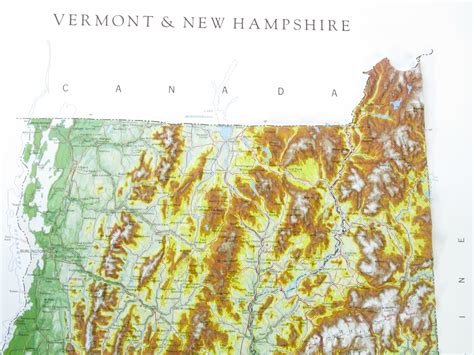 Vermont And New Hampshire 3d Raised Relief Map In 2022 Relief Map