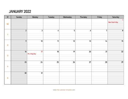 printable monthly calendar 2022 free calendar templatecom