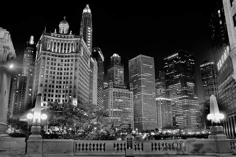 Monochrome Alongside The Chicago River Photograph By Frozen In Time