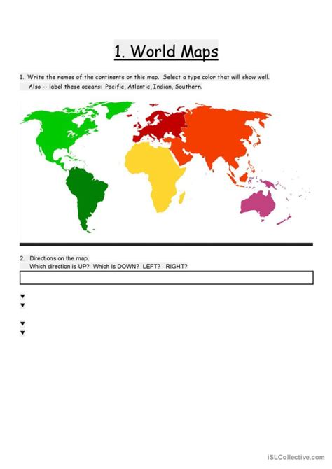 1 World Maps English Esl Worksheets Pdf And Doc