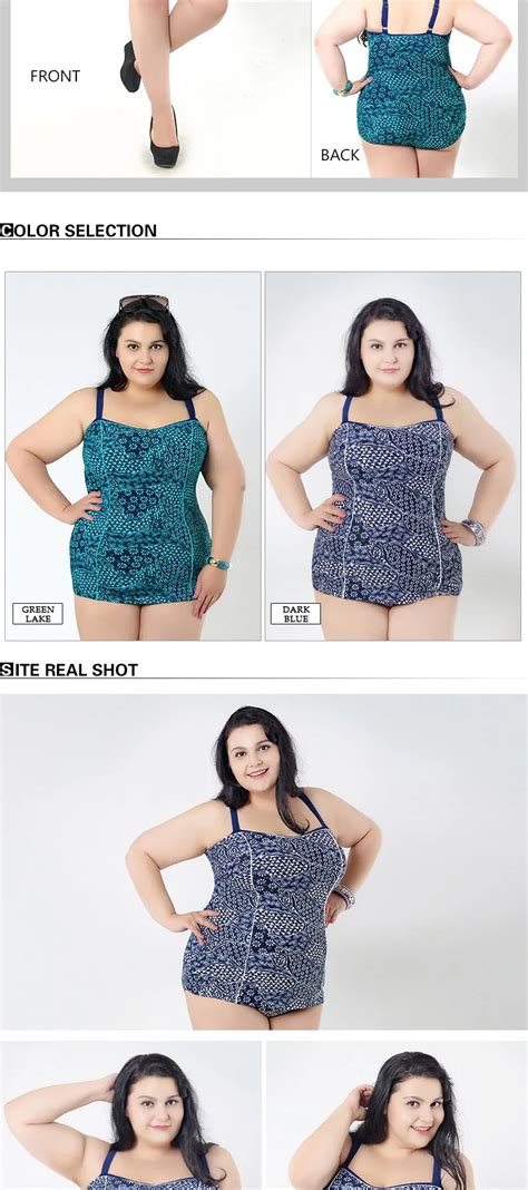 Fat Women Green Lake Swimwear Dark Blue One Piece Plus Big Size Bathing