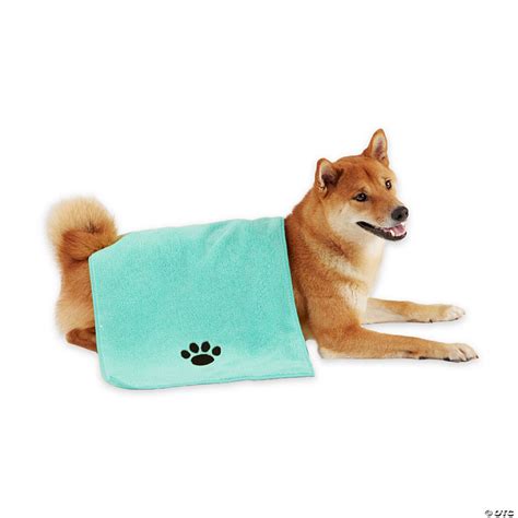 Aqua Embroidered Paw Small Pet Towel Set Of 3 Oriental Trading