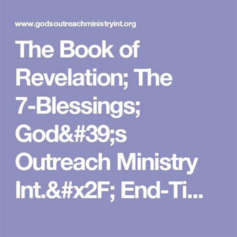 The Book Of Revelation The 7 Blessings Gods Outreach Ministry Int