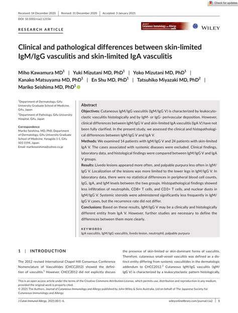 Pdf Clinical And Pathological Differences Between Skin‐limited Igm