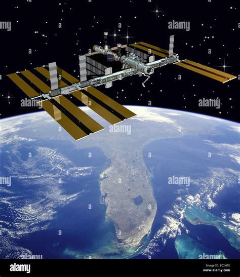 Nasa Image Of International Space Station Above Florida Stock Photo Alamy