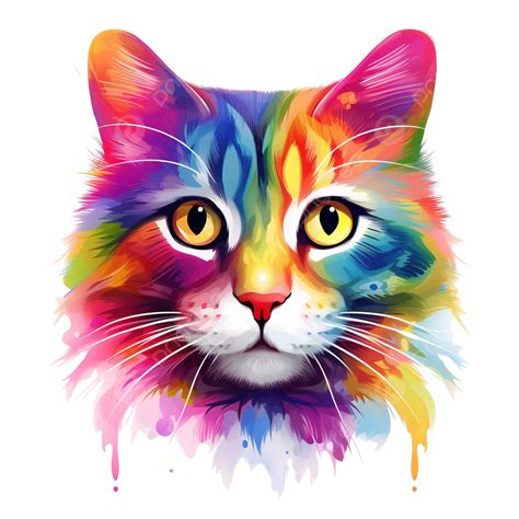 Beautiful Rainbow Cat Ai Generated Cat Rainbow Kawaii Png