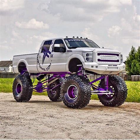 Lifted Truck White With Purple Jacked Up Trucks Trucks Lifted Trucks