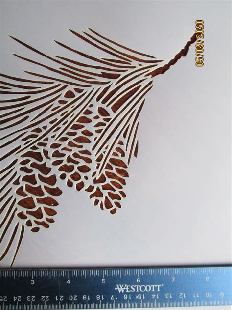 Pine Tree Branch With Pine Cones Stenciltemplate Reusable 10 Etsy