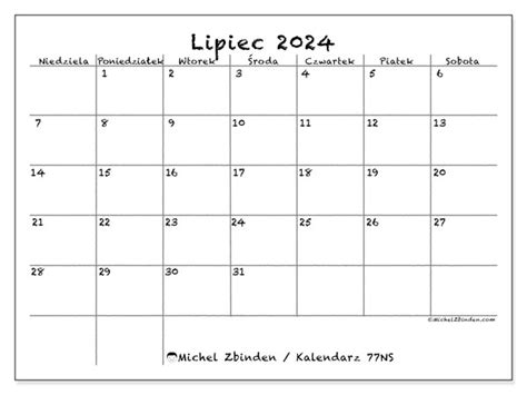 Kalendarz Lipiec 2024 Do Druku “77ns” Michel Zbinden Pl