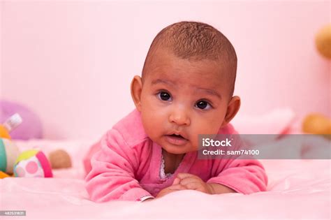 Adorable Little African American Baby Girl Black People Stock Photo