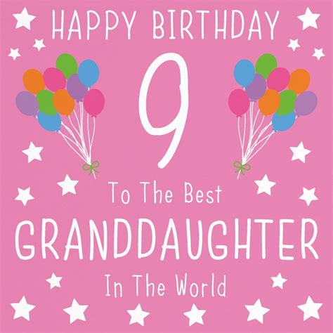 Granddaughter 9th Birthday Card Happy Birthday 9 To The Etsy Ireland