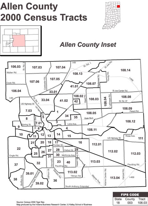 Stats Indiana Census 2000 Tract Maps For Allen County