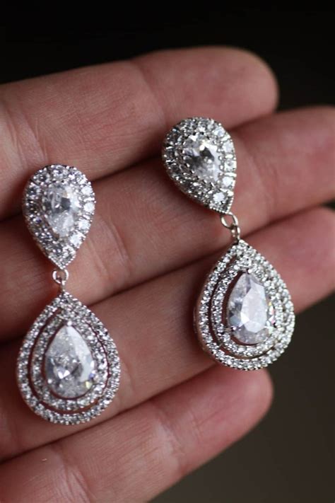 Bridal Crystal Drop Earrings Wedding Jewelry Swarovski