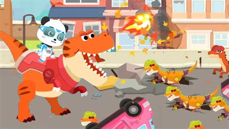 Super Panda Rescue Team Help Captain Kiki And Fight Evil Dinosaurs