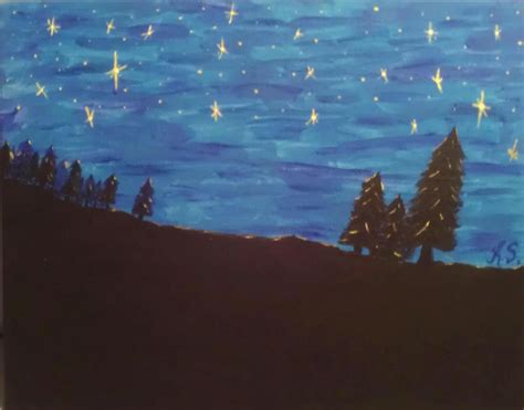 Starry Pines, painting by KS Kearns. This art is posted from Rambling ...