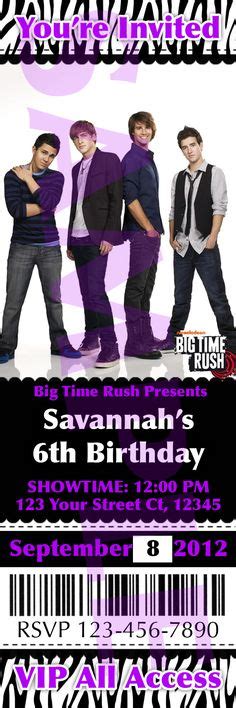 Big Time Rush Birthday Party Package Including Invitation Customized