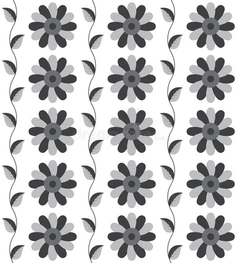 Seamless Pattern The Grey Flower Pattern For Background Vector Stock